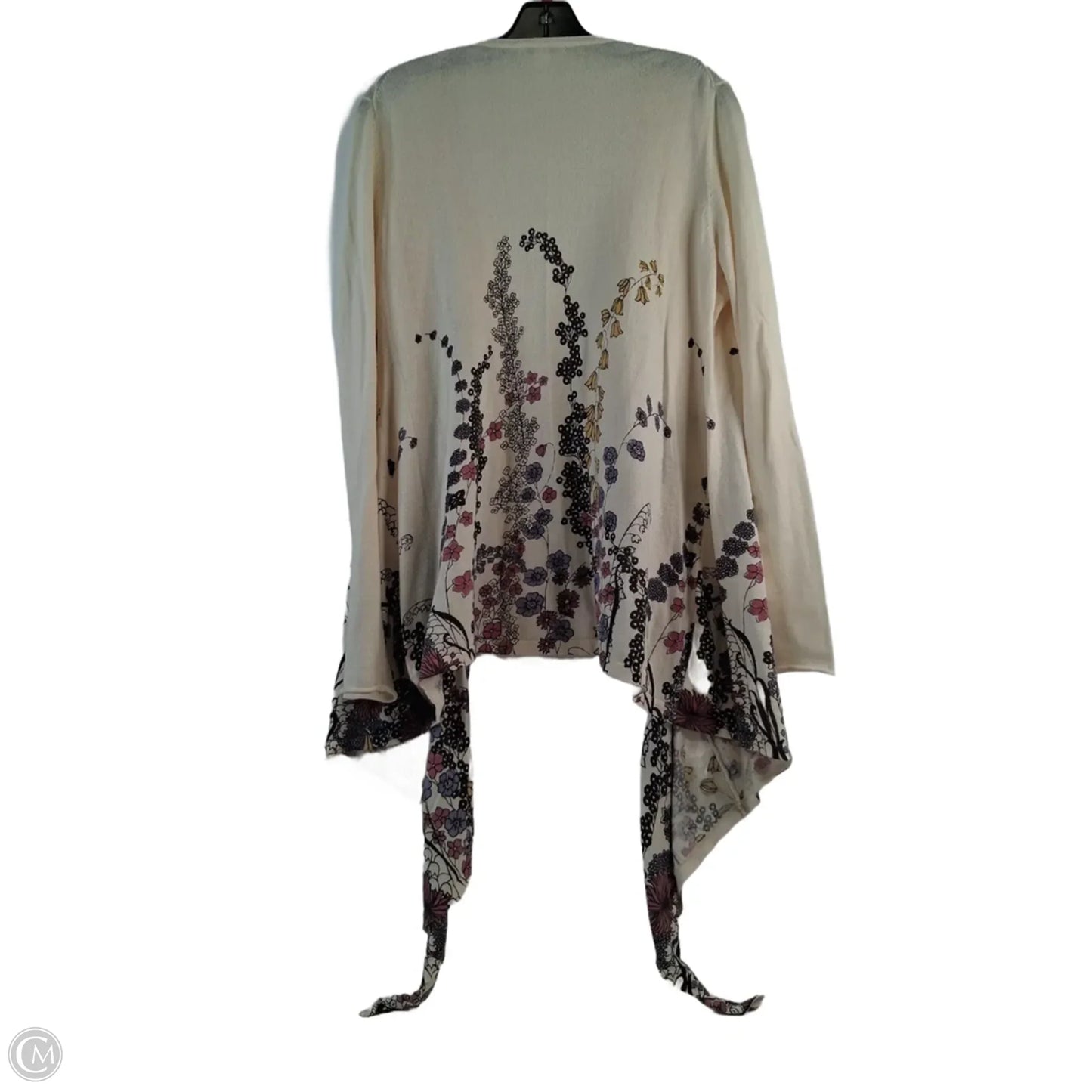 Cardigan By Garnet Hill In Cream & Purple, Size: M