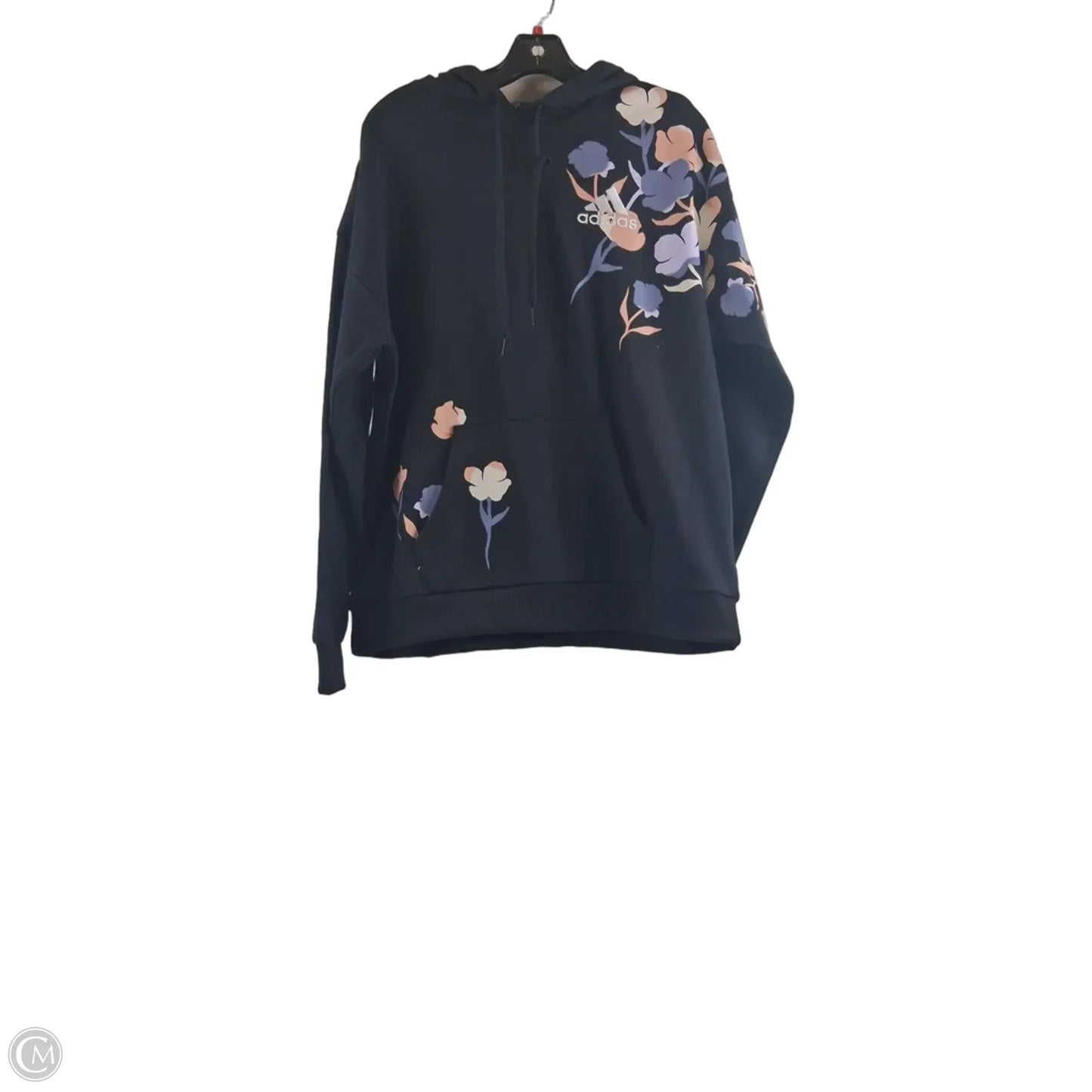 Athletic Sweatshirt Hoodie By Adidas In Black & Purple, Size: L