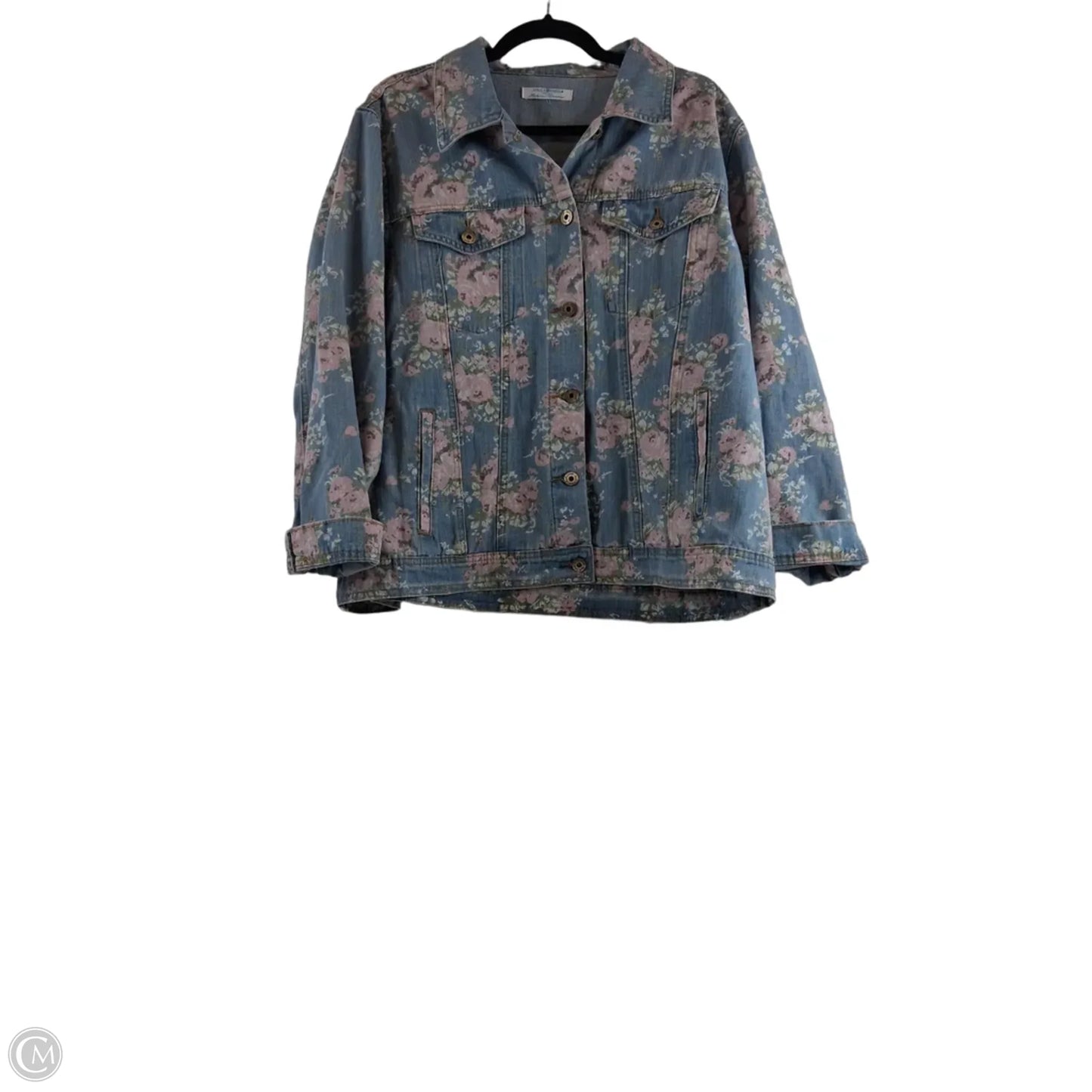 Jacket Denim By April Carnell In Blue & Pink, Size: Xxl