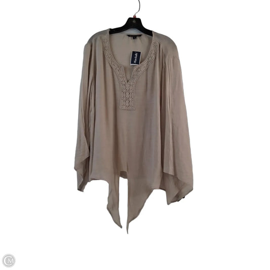 Top Long Sleeve By Zac And Rachel In Tan, Size: 2x