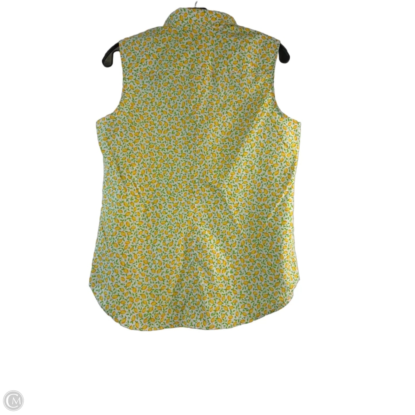 Top Sleeveless By Lands End In Green & Yellow, Size: M