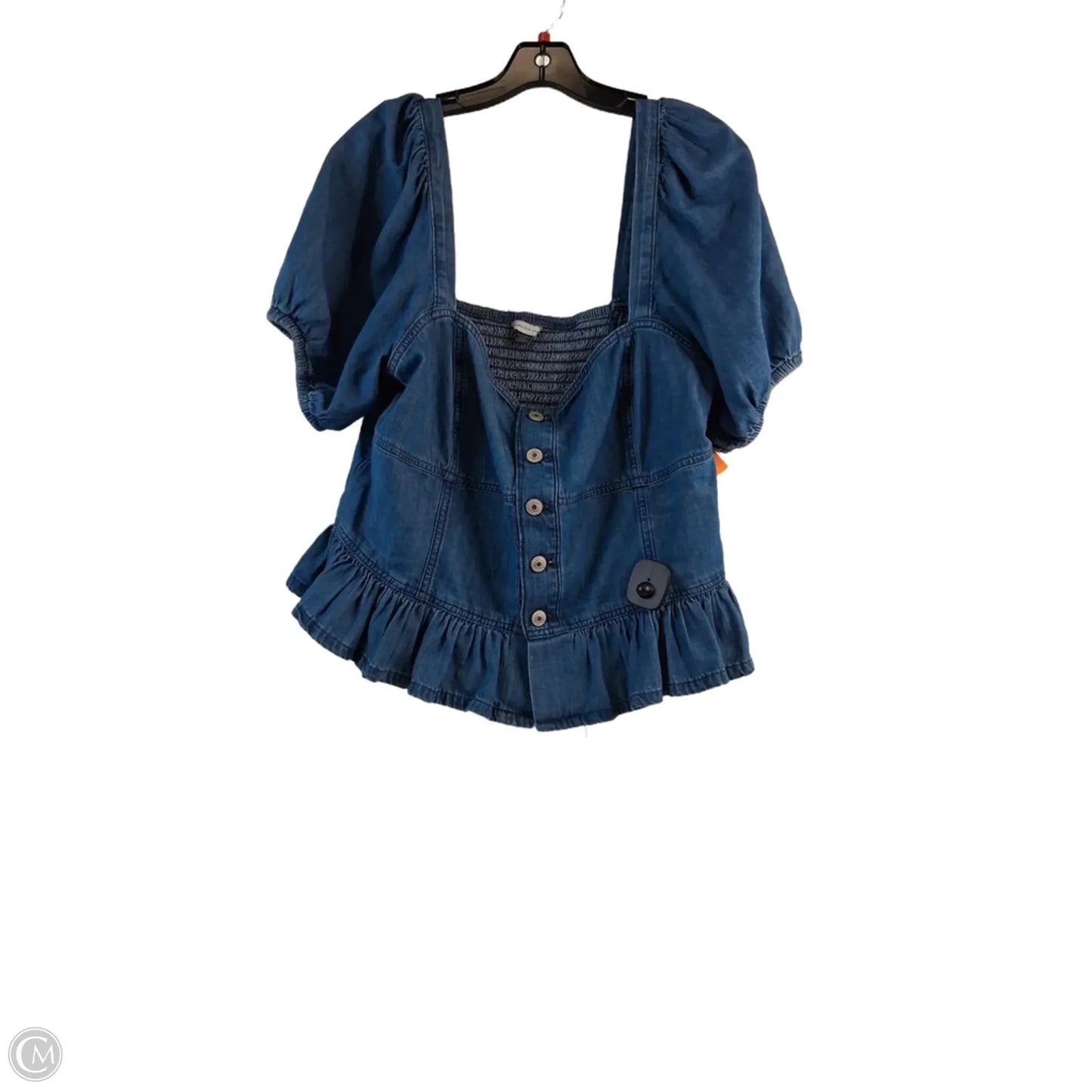 Top Short Sleeve By American Eagle In Blue Denim, Size: Xl