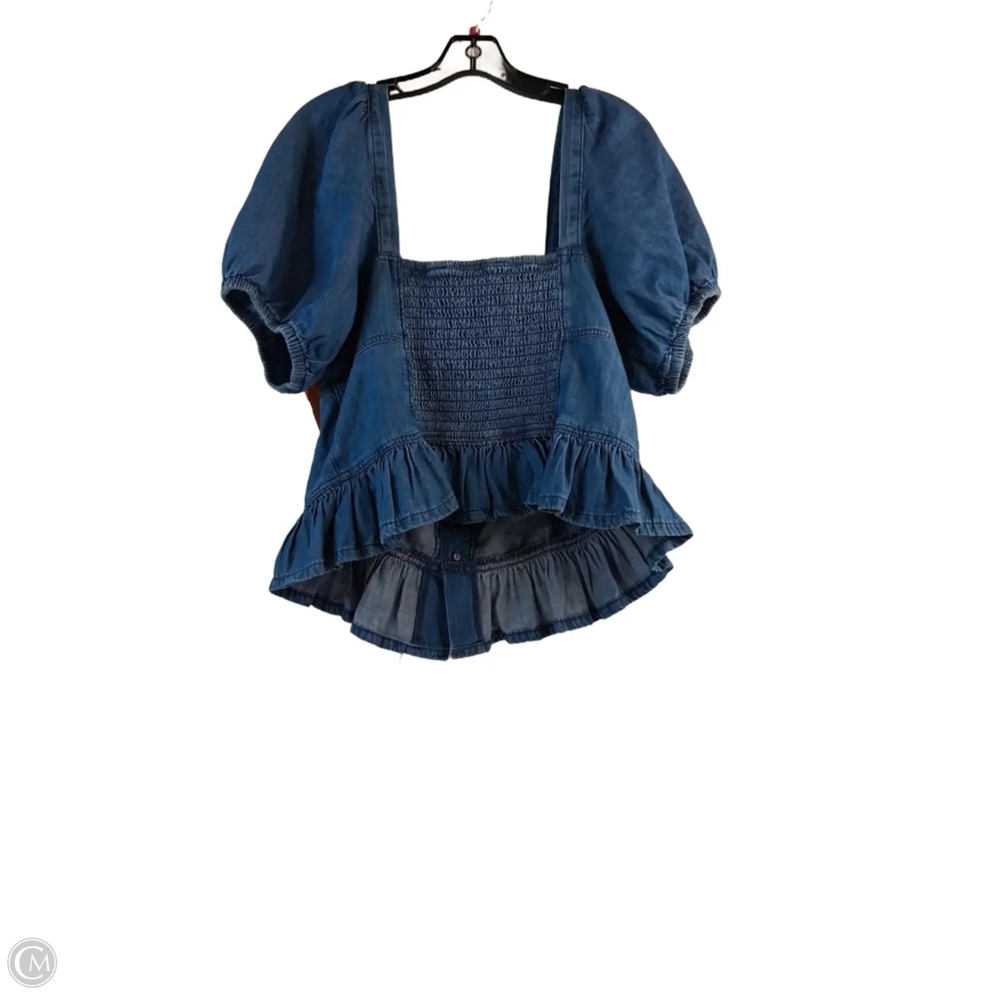 Top Short Sleeve By American Eagle In Blue Denim, Size: Xl