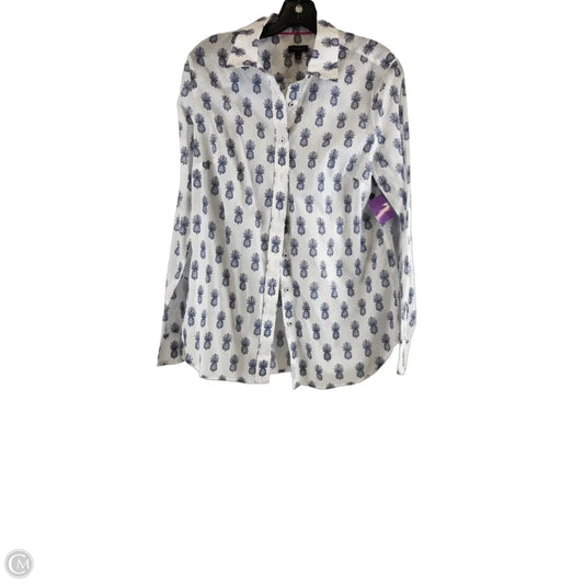 Top Long Sleeve By Talbots In Blue & White, Size: S