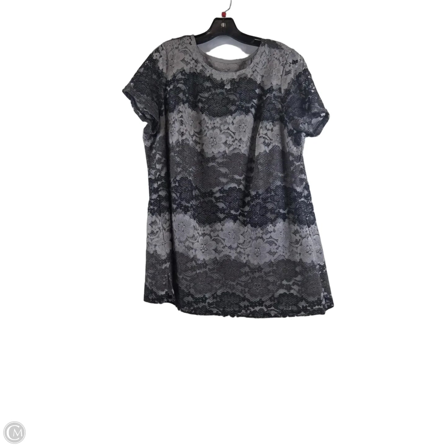 Top Short Sleeve By Isaac Mizrahi Live Qvc In Grey, Size: 1x