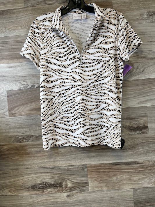 Tan & White Top Short Sleeve Chicos, Size S