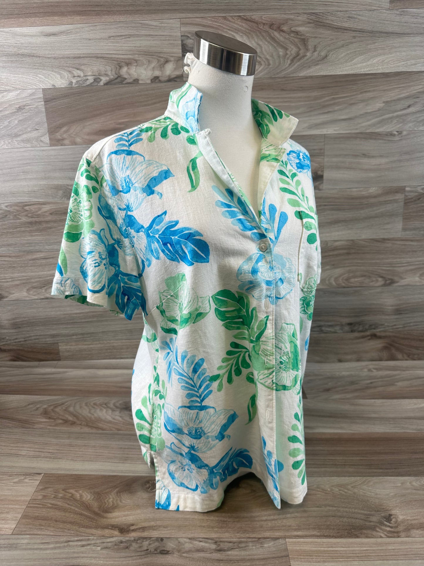 Blue & White Top Short Sleeve Basic Tommy Bahama, Size M