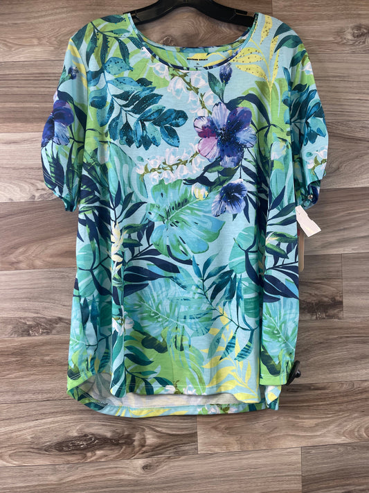 Floral Print Top Short Sleeve Allison Daley, Size Xl