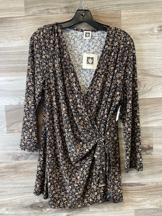 Top Long Sleeve By Anne Klein In Black & Tan, Size: L