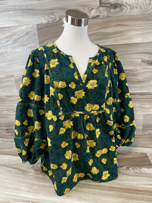 Top Short Sleeve By Sonoma In Green & Yellow, Size: 1x