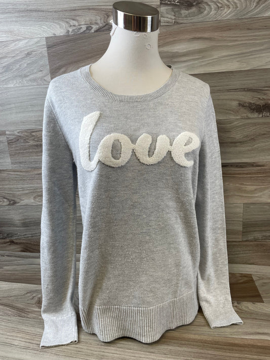 Top Long Sleeve By Gap In Grey & White, Size: M