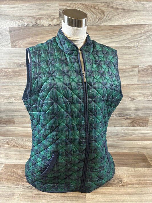 Vest Puffer & Quilted By Karen Scott In Blue & Green, Size: L