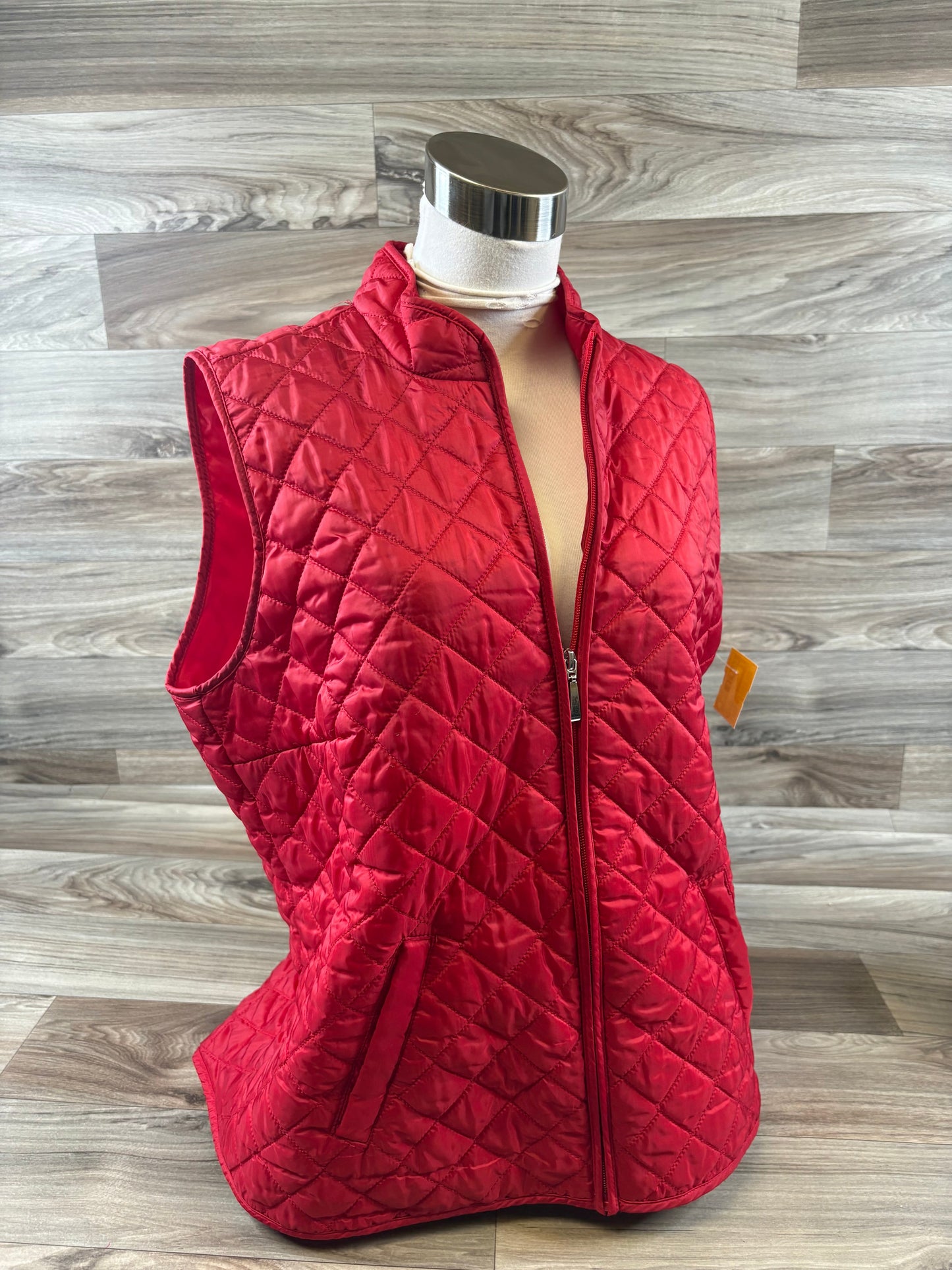 Vest Puffer & Quilted By Karen Scott In Red, Size: L