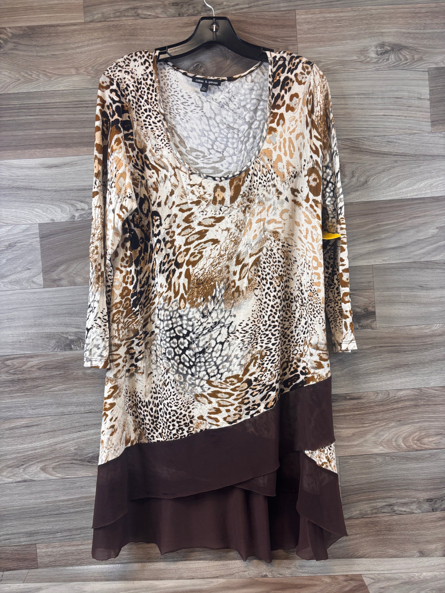 Tunic Long Sleeve By Cable And Gauge In Animal Print, Size: Xl