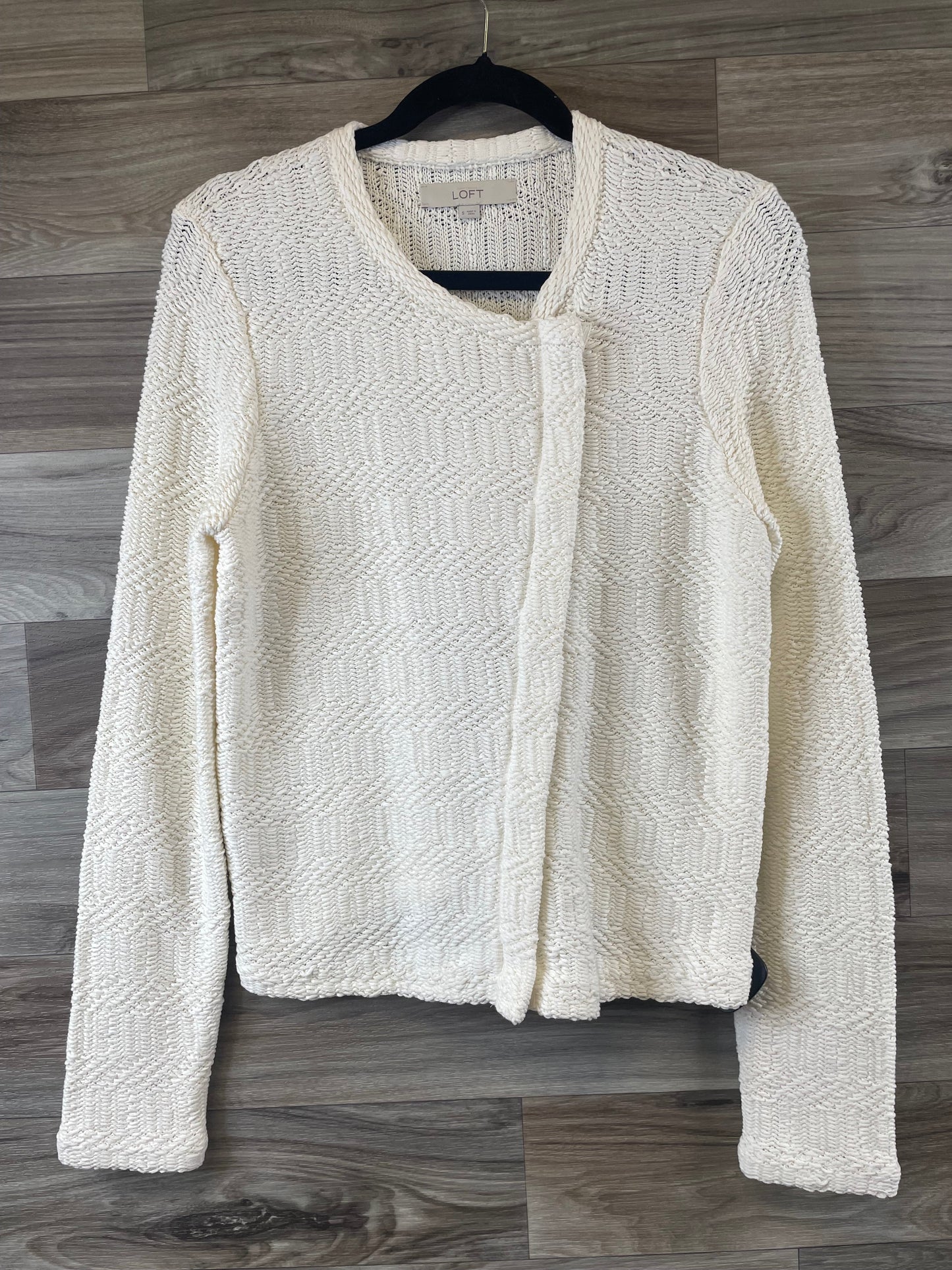 Sweater Cardigan By Loft In Cream, Size: S