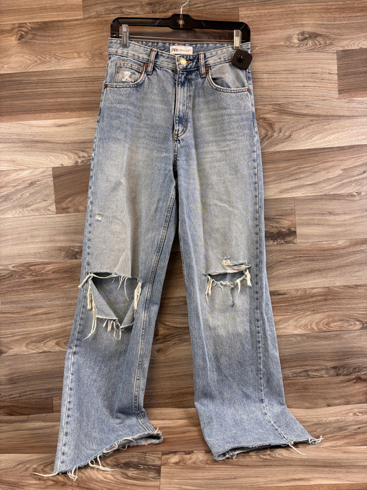 Jeans Wide Leg By Zara In Blue Denim, Size: 4