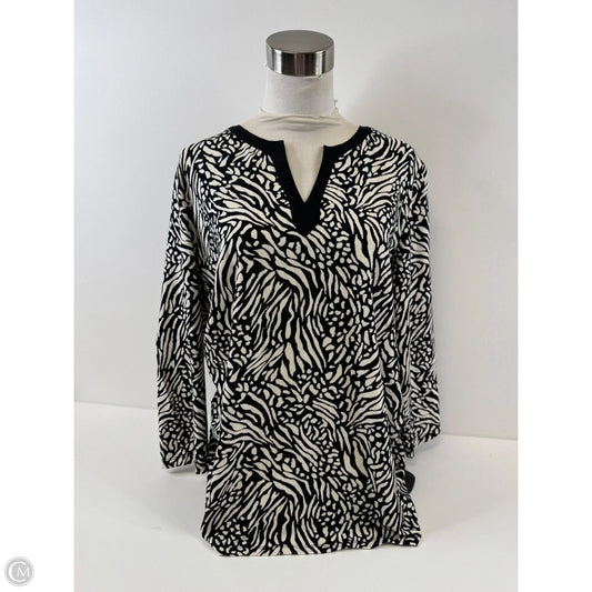 Top 3/4 Sleeve Basic By Charter Club In Black & Cream, Size: Xl