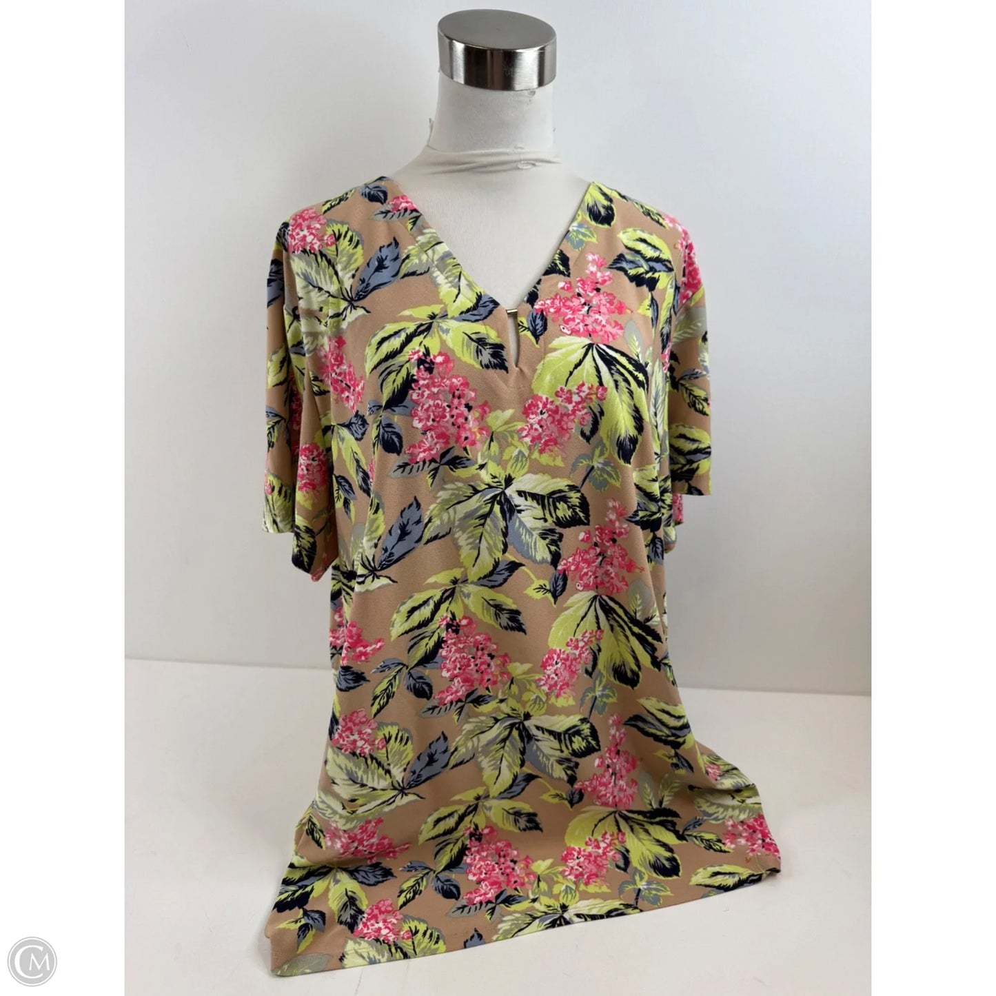 Top Short Sleeve By Jones New York In Pink & Yellow, Size: 3x