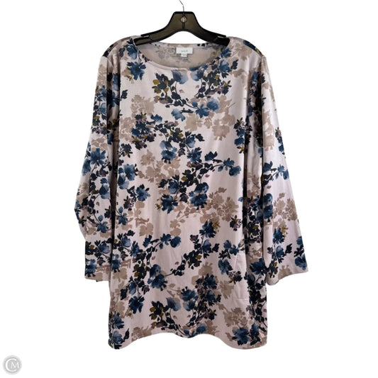 Top Long Sleeve By Pure Jill In Blue & Tan, Size: Xl