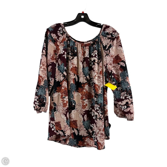 Top 3/4 Sleeve By Agb In Blue & Orange, Size: L