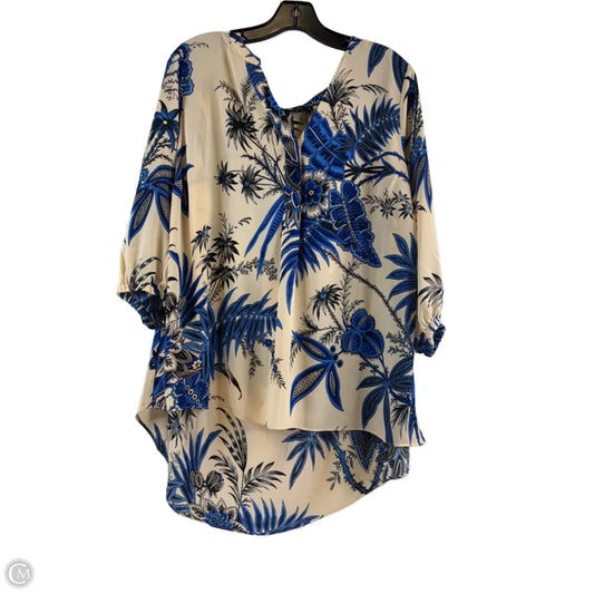Top 3/4 Sleeve By T Tahari In Blue & Tan, Size: 1x