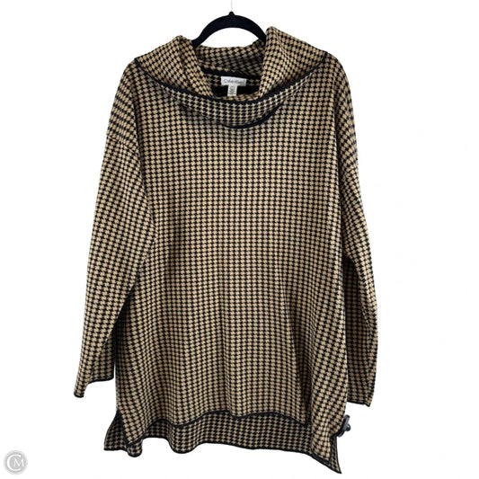 Top Long Sleeve By Calvin Klein In Black & Tan, Size: Xl