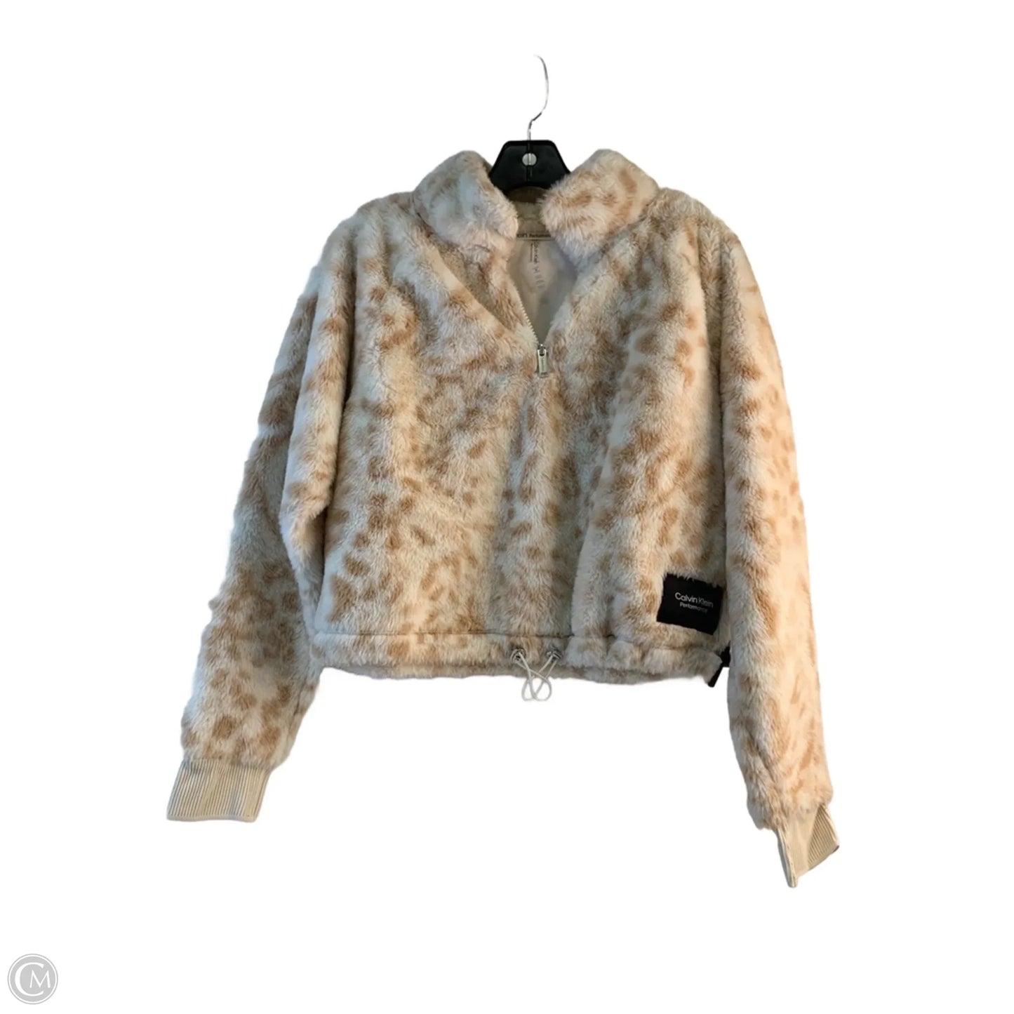 Jacket Faux Fur & Sherpa By Calvin Klein Performance In Tan & White, Size: M
