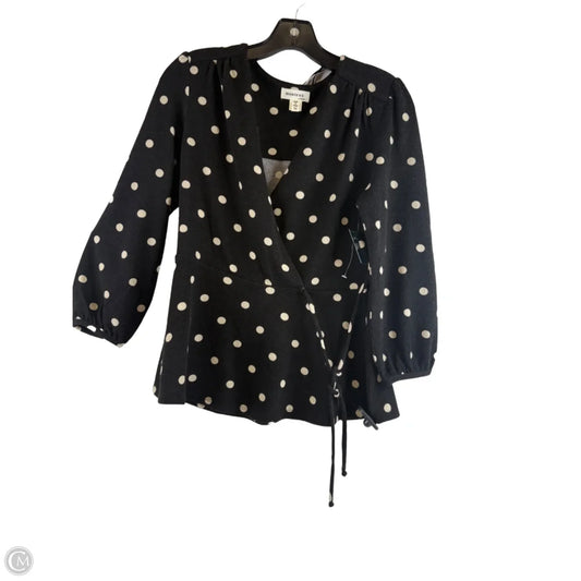 Top Long Sleeve By Monteau In Black & Cream, Size: M