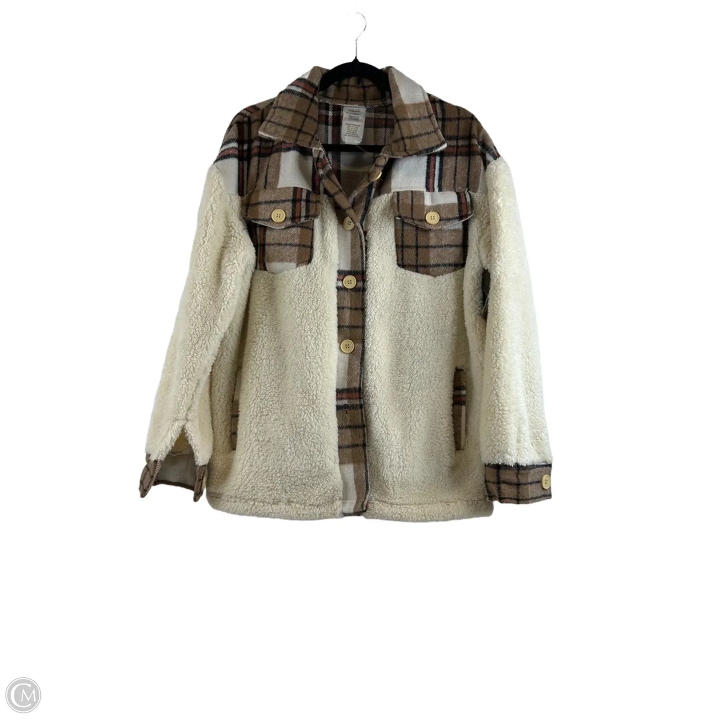 Jacket Shirt By Clothes Mentor In Brown & Cream, Size: S
