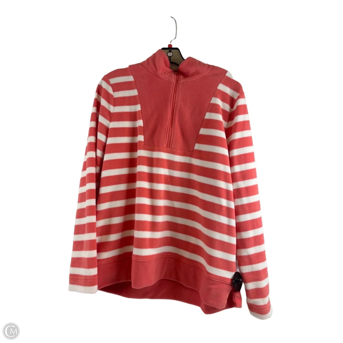 Top Long Sleeve By Talbots In Orange & White, Size: L