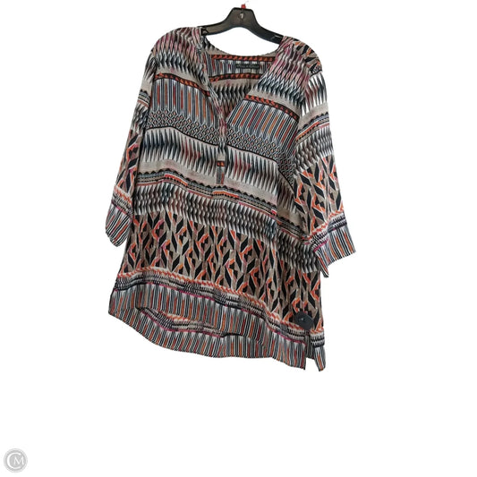 Top 3/4 Sleeve By Rose And Olive In Black & Orange, Size: 1x