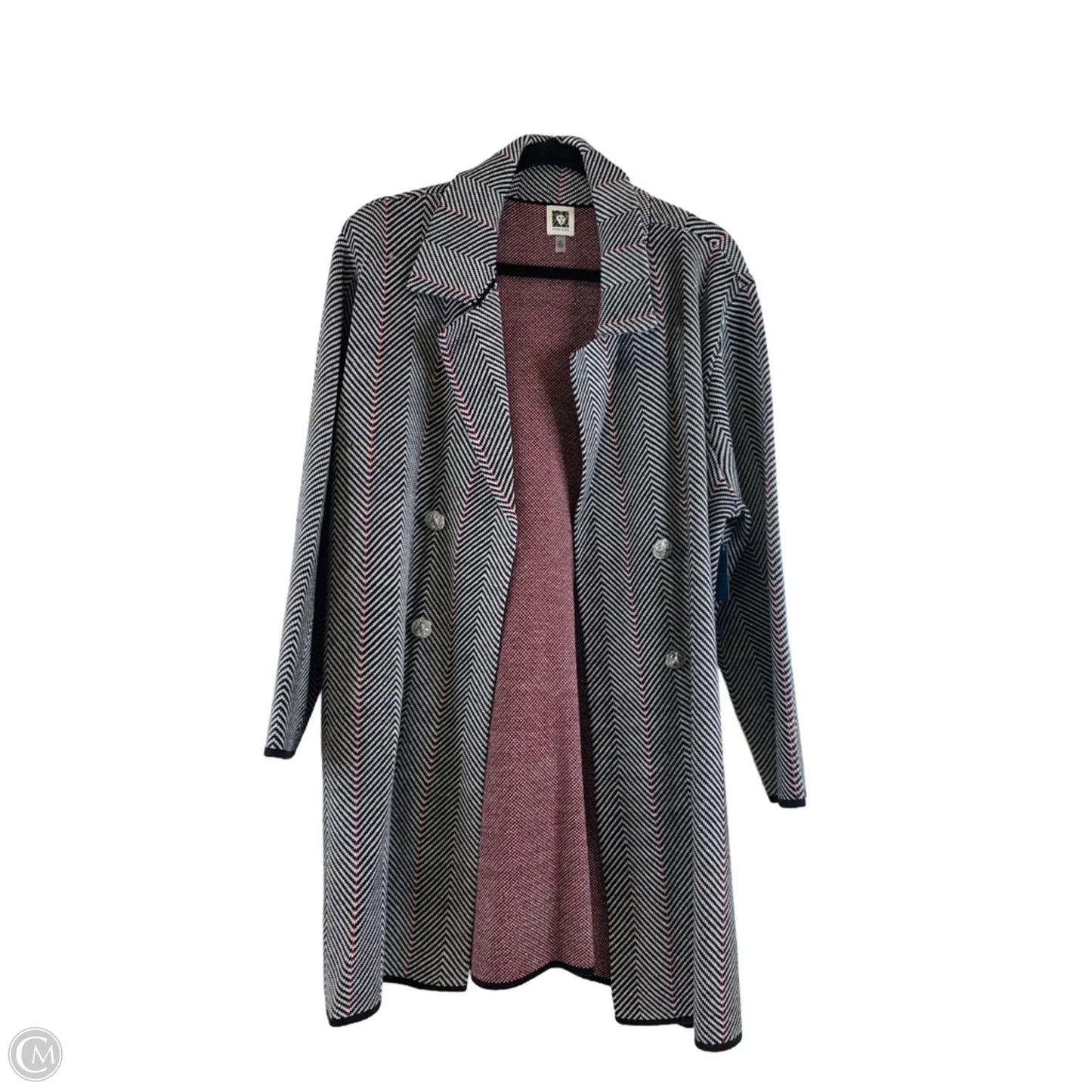 Sweater Cardigan By Anne Klein In Black & White, Size: Xl