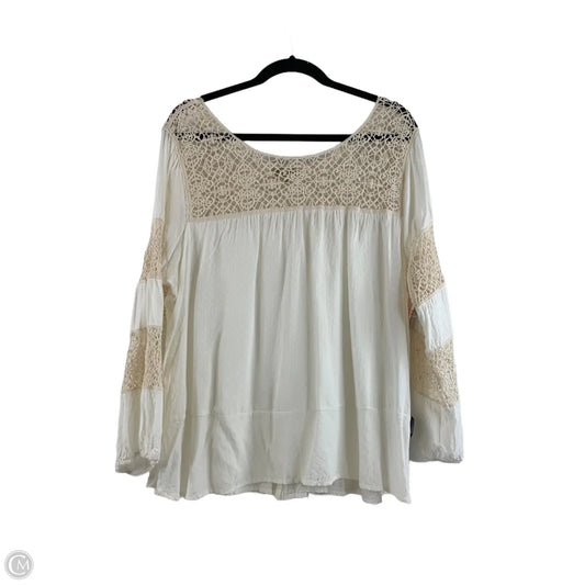 Top Long Sleeve By Democracy In Cream & Tan, Size: Xl