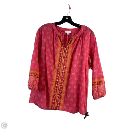 Top Long Sleeve Basic By J. Jill In Orange & Pink, Size: Xs