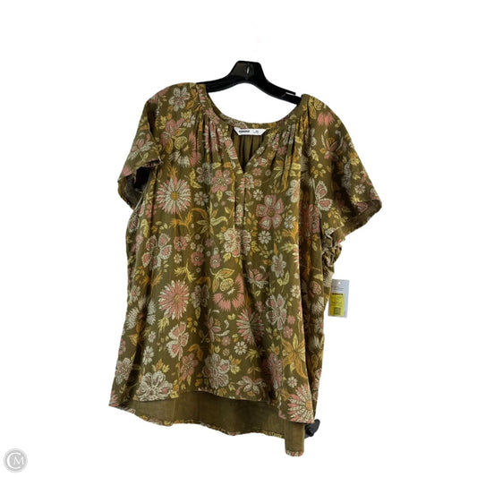 Top Short Sleeve By Sonoma In Green & Pink, Size: Xxl