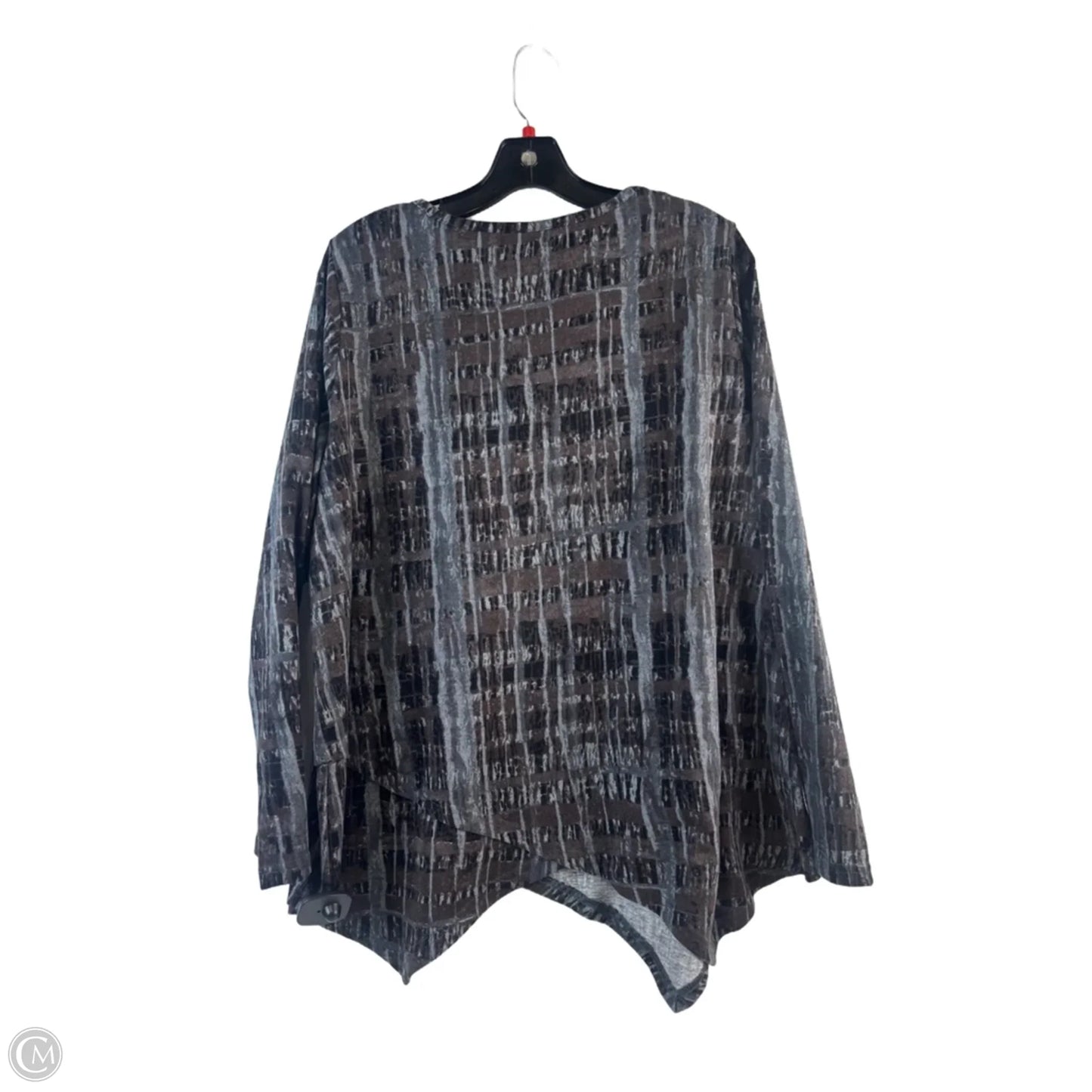 Top Long Sleeve By Fenini In Brown & Grey, Size: Xl