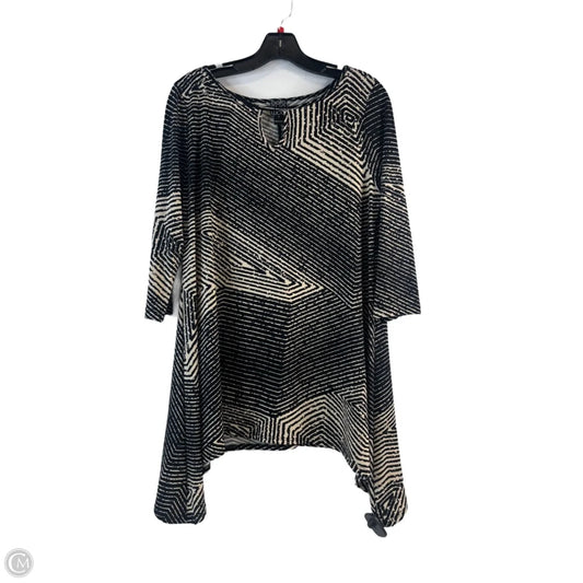 Top 3/4 Sleeve By Clara Sun Woo In Black & Tan, Size: S