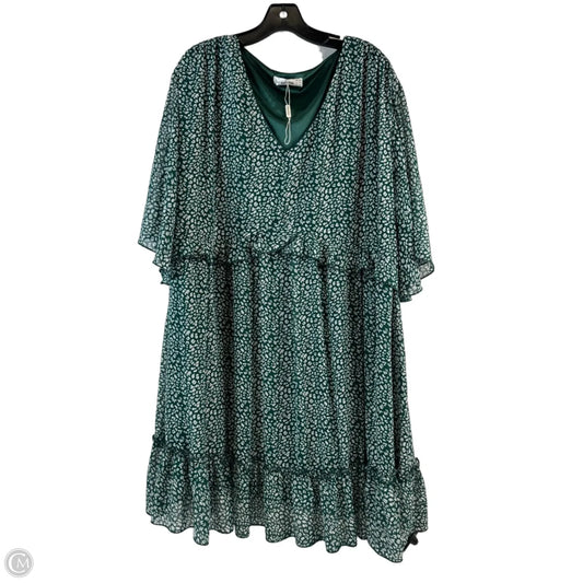 Dress Casual Midi By Clothes Mentor In Green & White, Size: 3x