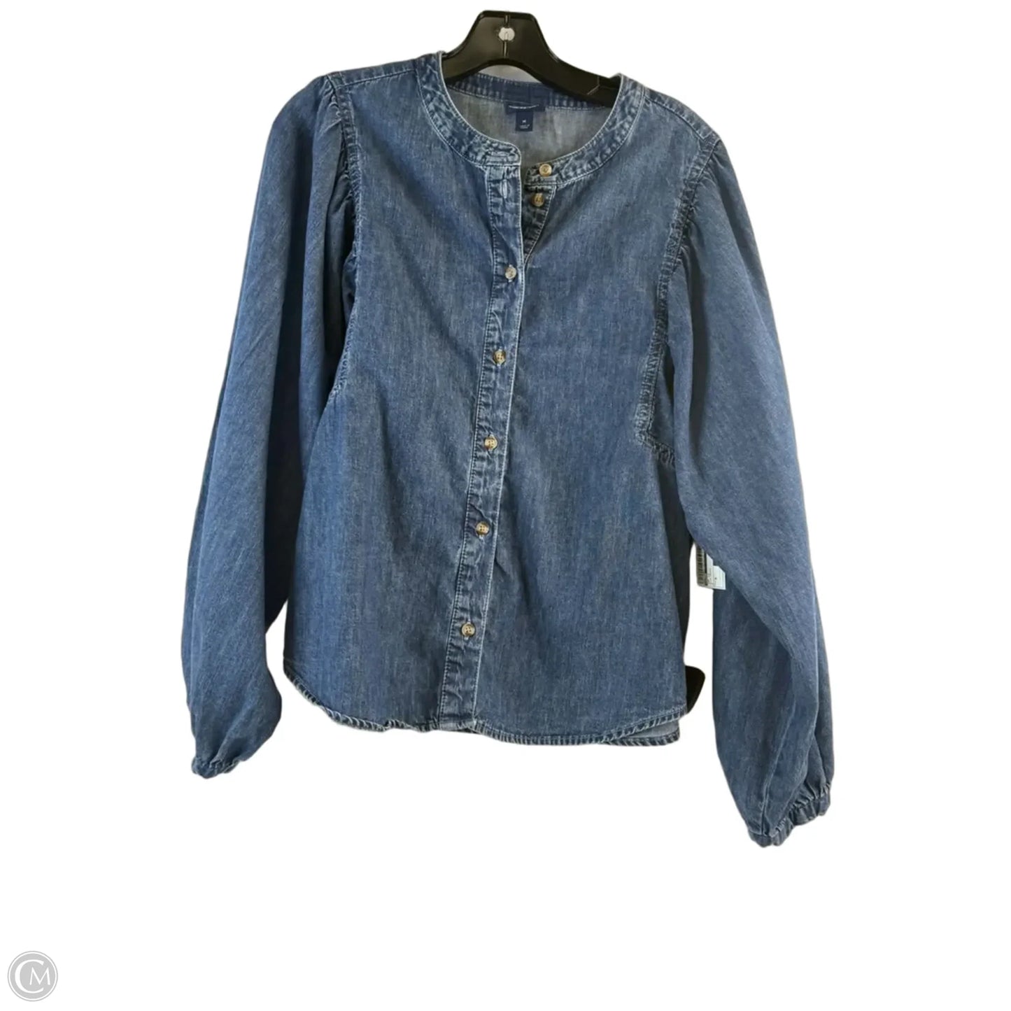 Top Long Sleeve By Scoop In Blue Denim, Size: M