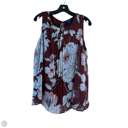 Top Sleeveless By Apt 9 In Red & White, Size: L