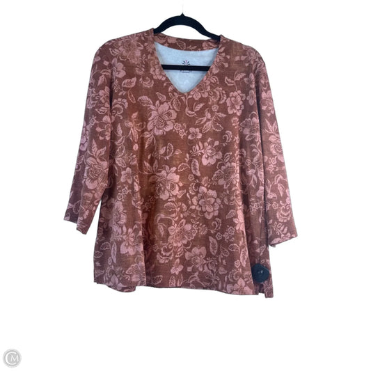 Top 3/4 Sleeve Basic By Isaac Mizrahi Live Qvc In Orange & Pink, Size: L