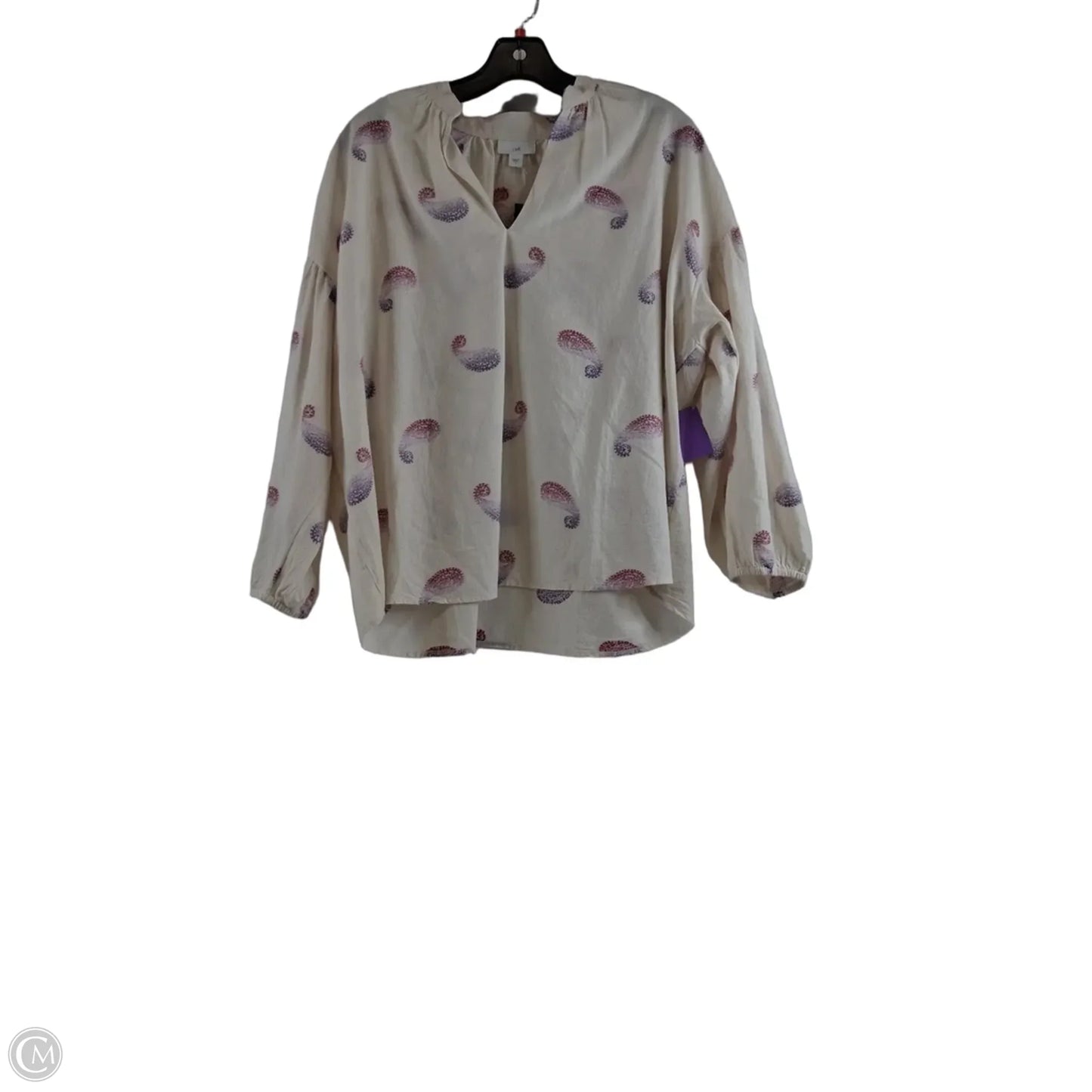 Top 3/4 Sleeve By J. Jill In Cream & Purple, Size: S