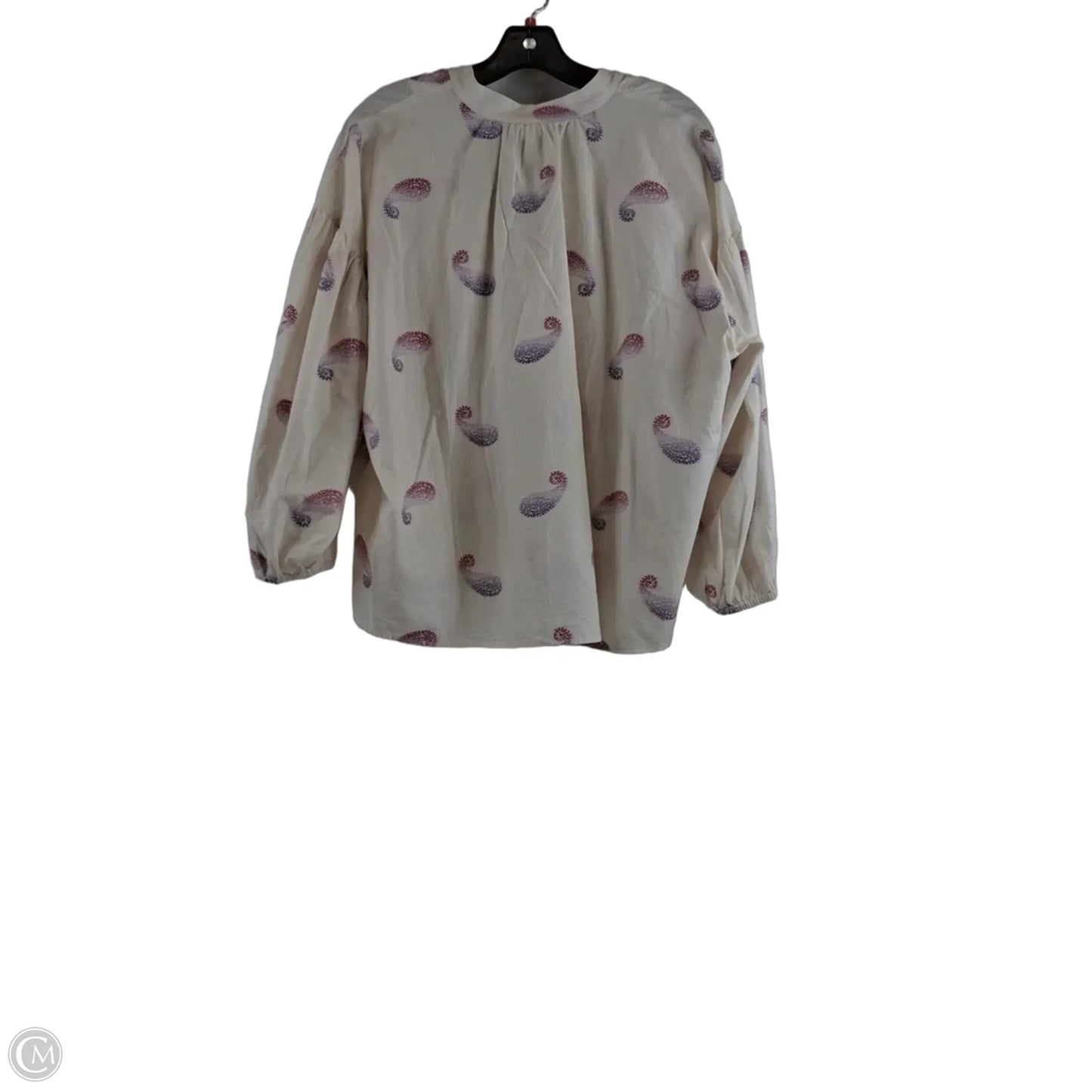 Top 3/4 Sleeve By J. Jill In Cream & Purple, Size: S