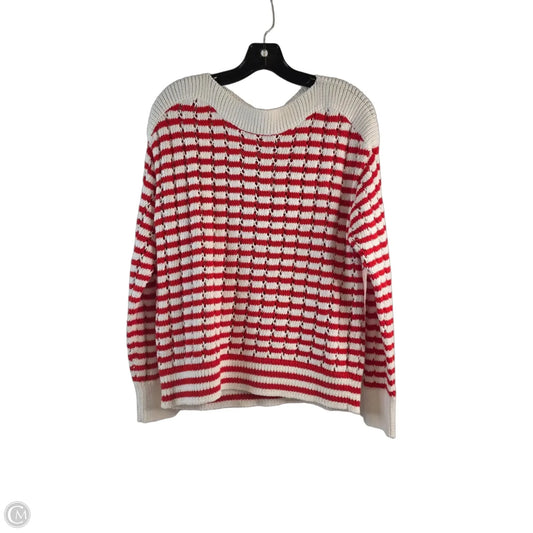 Sweater By Loft In Orange & White, Size: M