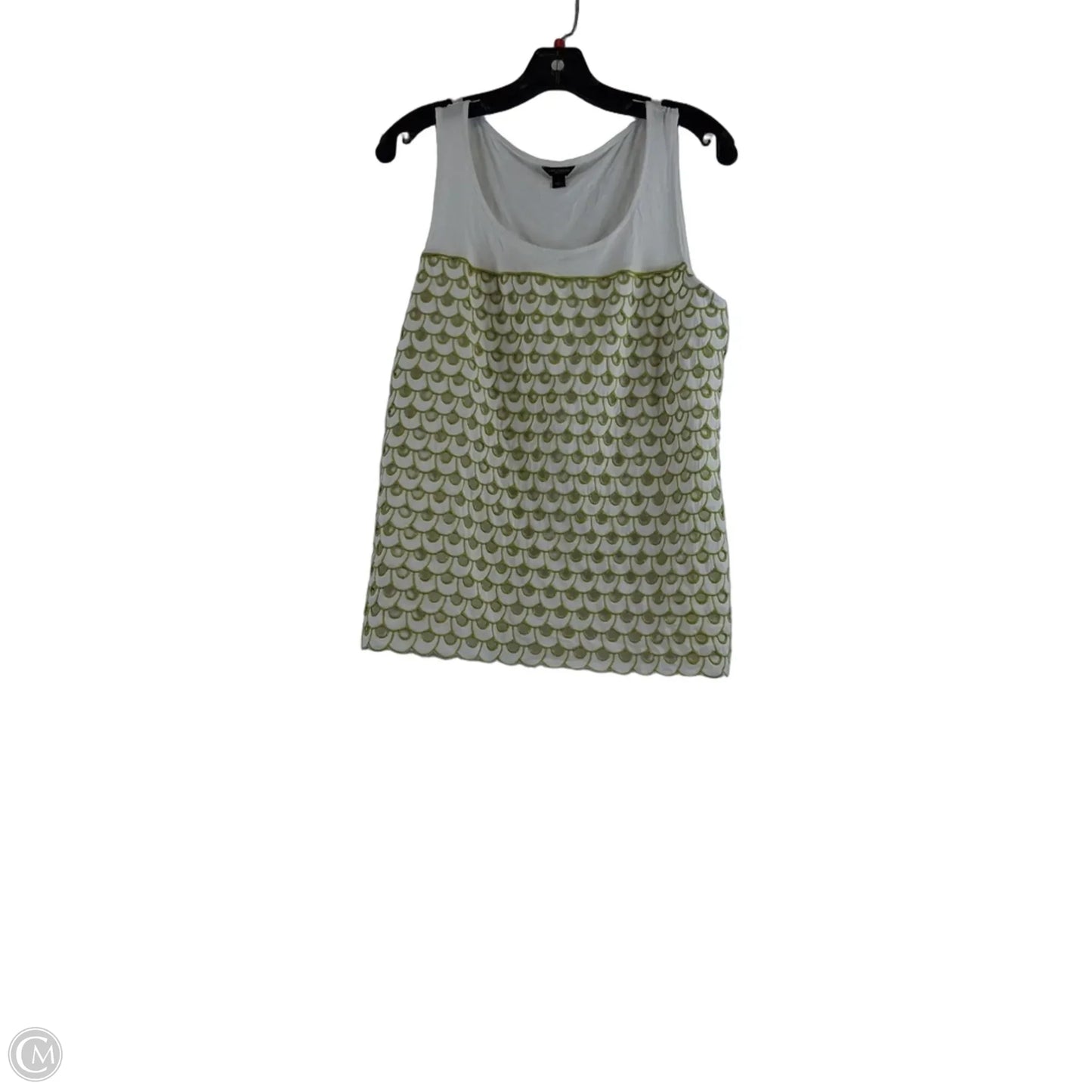 Top Sleeveless Basic By Ann Taylor In White & Yellow, Size: L