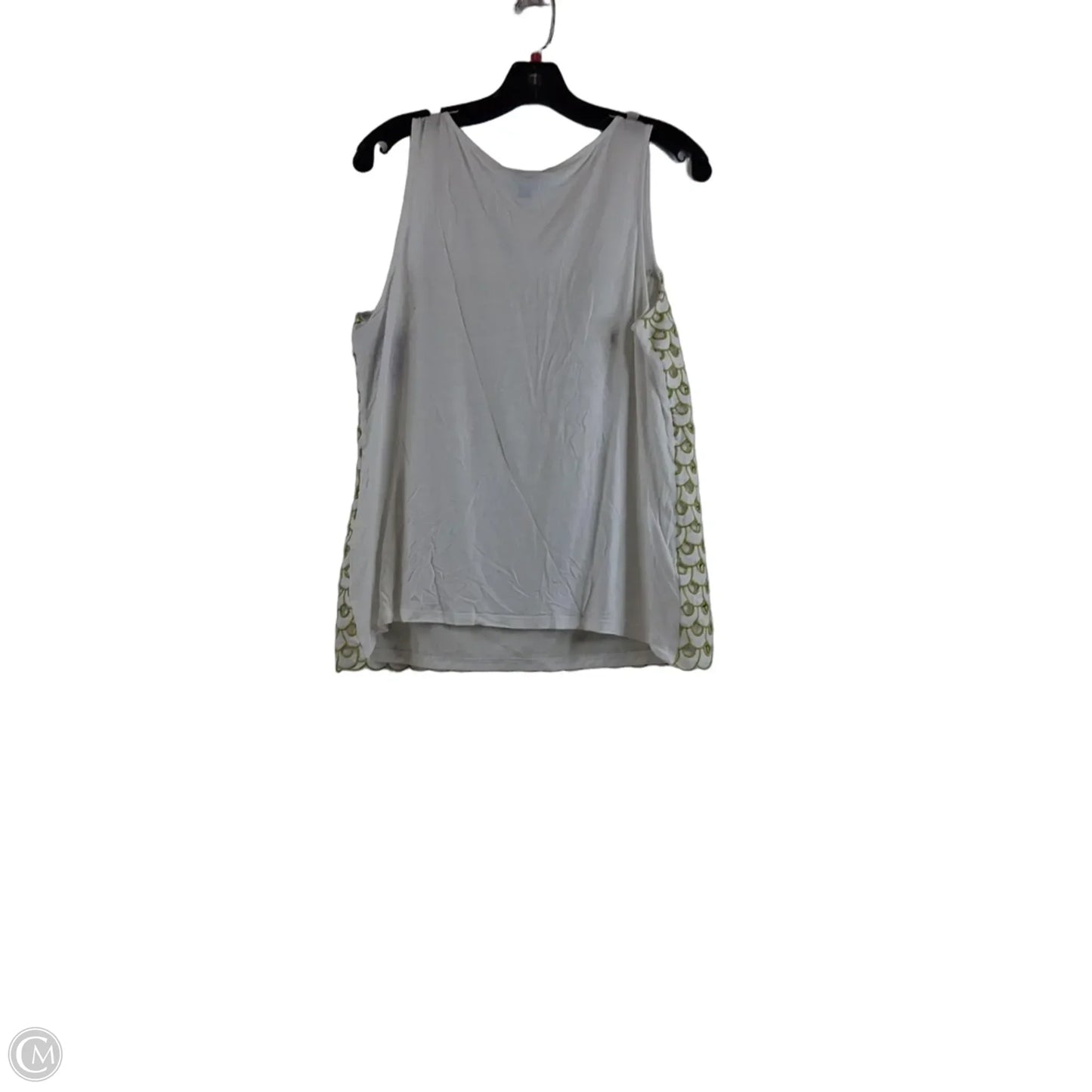 Top Sleeveless Basic By Ann Taylor In White & Yellow, Size: L