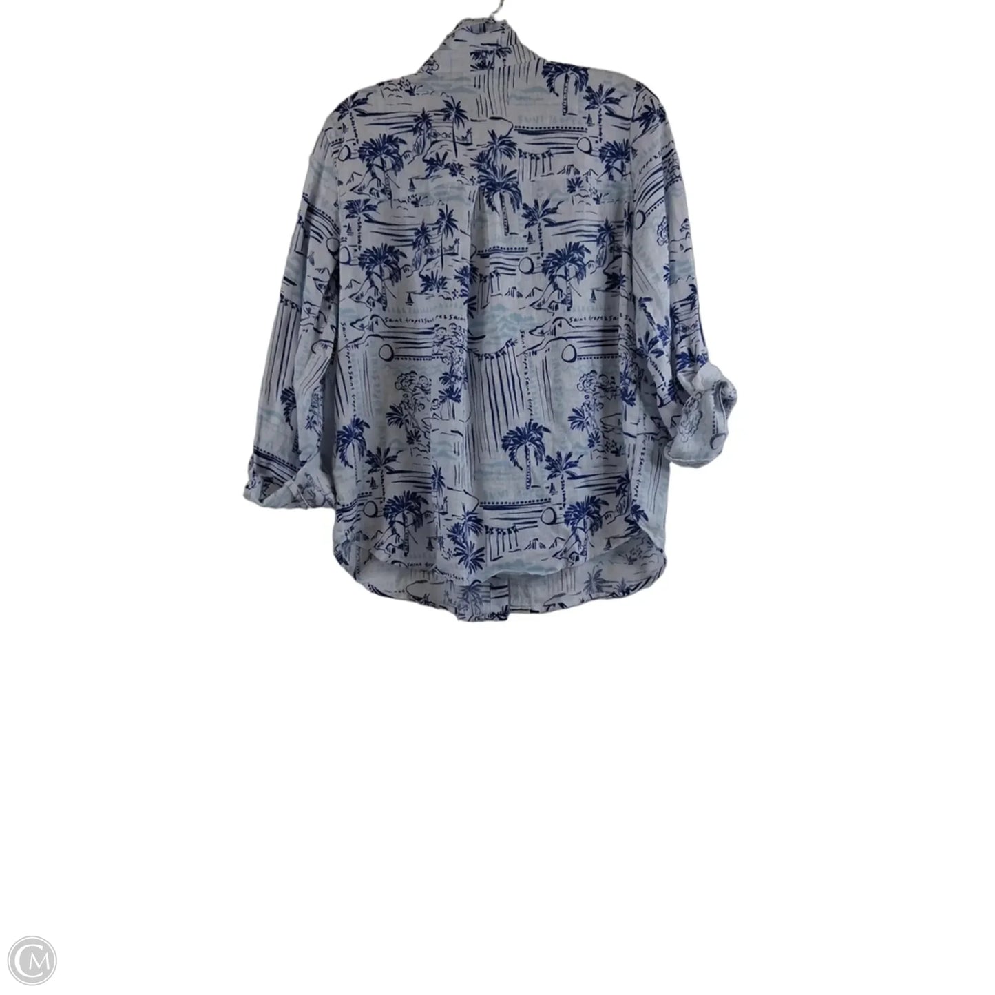 Top 3/4 Sleeve By Calypso St Barth In Blue & White, Size: M
