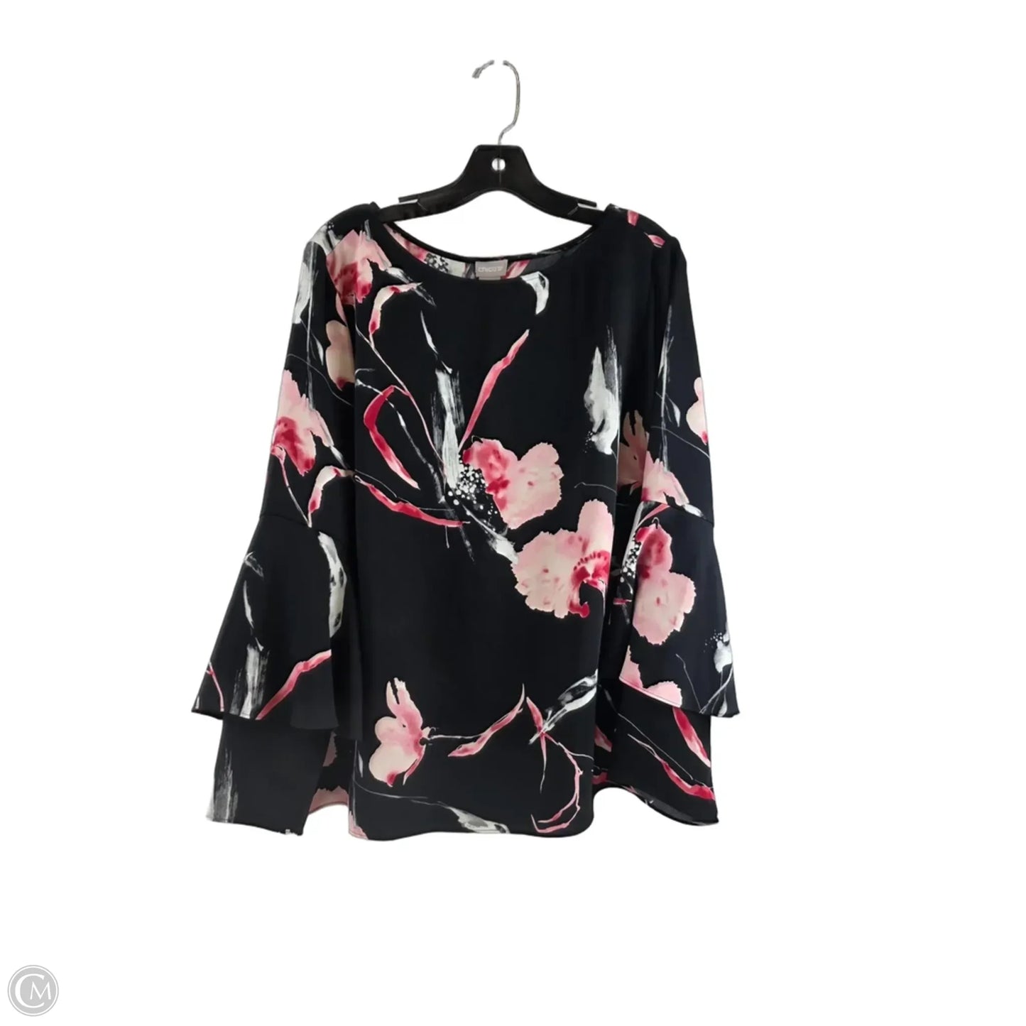 Top Long Sleeve By Chicos In Black & Pink, Size: Xl