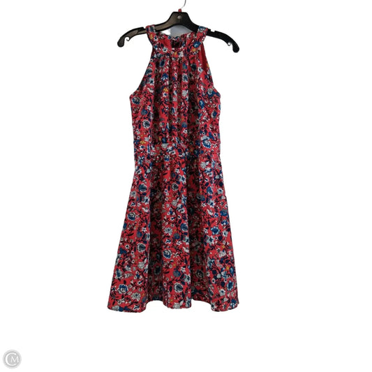 Dress Casual Midi By Loft In Blue & Red, Size: S