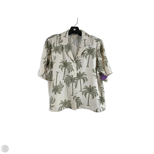 Top Short Sleeve By Tamara H In Cream & Green, Size: L